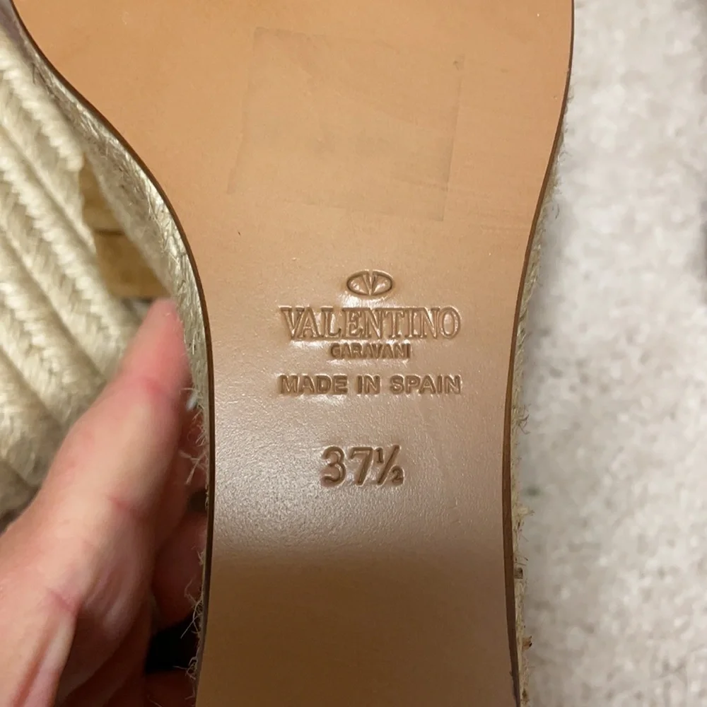 Valentino Garavani Tan Suede Bow Wedge Sandals